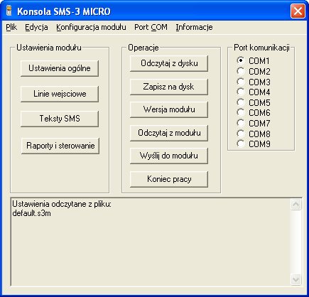 Program konfiguracyjny Konsola SMS-3 MICRO