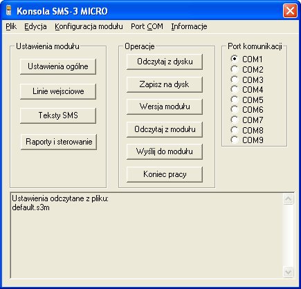 Program konfiguracyjny Konsola SMS-3 MICRO